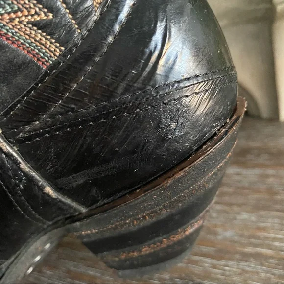 LARRY MAHAN Vtg Eel Skin Exotic Tall Knee High Cowgirl Cowboy Western Boots 6.5B - Picture 12 of 16